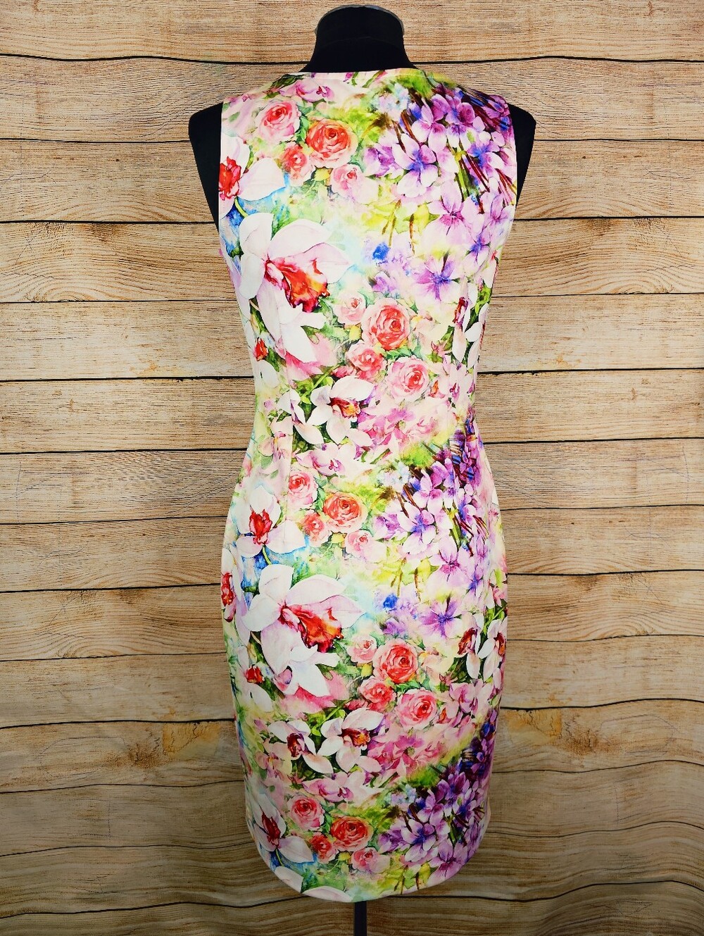 Joseph Ribkoff Sleeveless Multicolor Floral Print Sleeveless Sheath Dress Size 8 - Picture 3 of 4